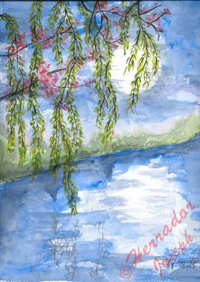 luz de la luna Watercolour Paper Landscaping