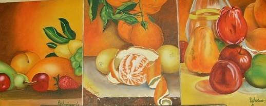 Bodegon en tríptico Oil Canvas Still Life Paintings