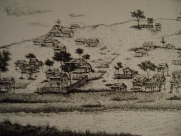 Casas de caña cerca de un lago