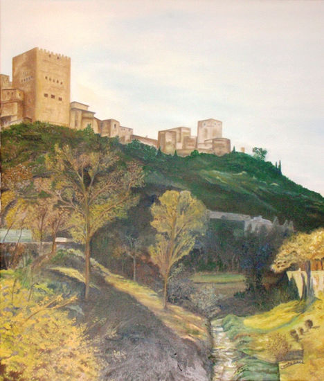 Pie de la Alhambra Granada Oil Canvas Landscaping