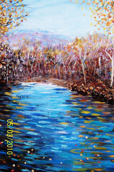 El otoño en el rio Acrylic Panel Landscaping