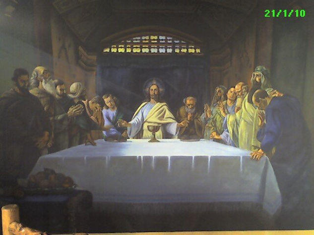 Santa Cena Oil Canvas Figure Painting