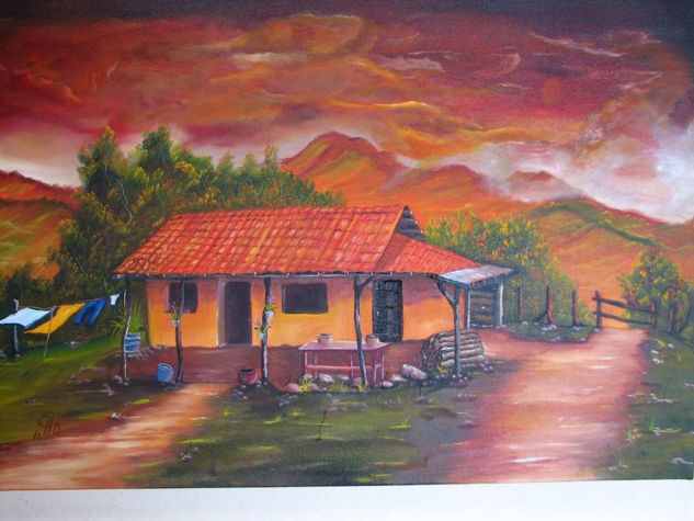 Atardecer en el campo Oil Canvas Landscaping