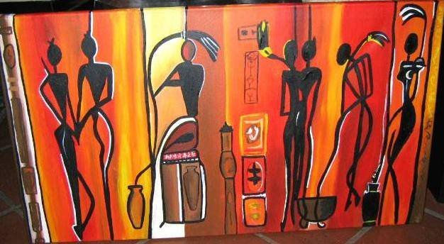 africa abstracto rojizo intenso Oil Canvas Figure Painting