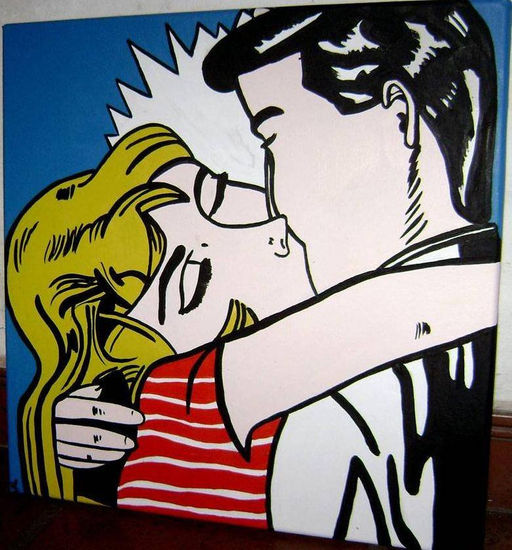 beso estilo pop arte Óleo Lienzo Figura