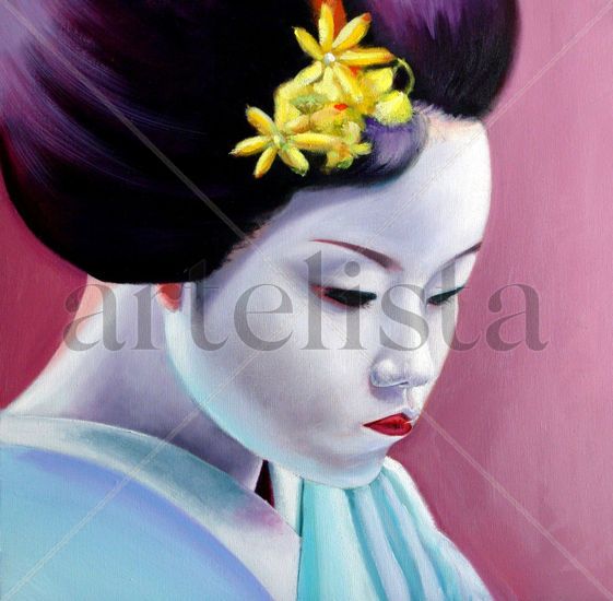 geisha Óleo Lienzo Figura