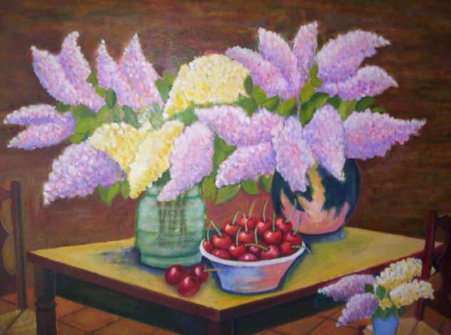 Lilas Oil Canvas Floral Painting