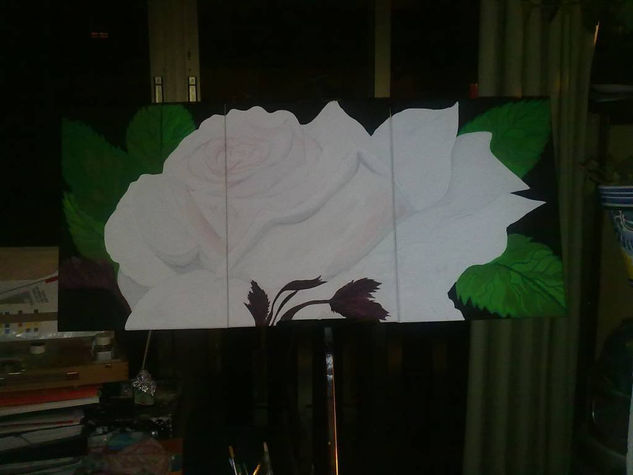 Rosa blanca Óleo Lienzo Paisaje