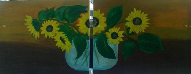 LOS GIRASOLES Óleo Lienzo Floral