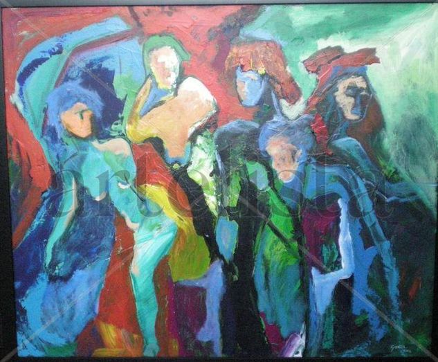 Danzantes Acrylic Canvas Figure Painting