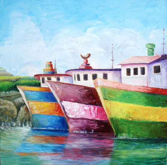 TRAVEL SCALE / ESCALA DE VIAJE Oil Canvas Marine Painting