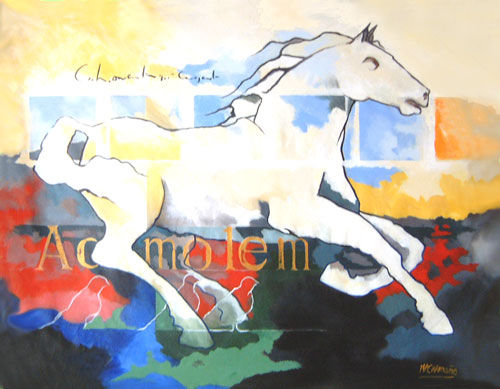 Caballo y tres palomas Acrylic Canvas Others