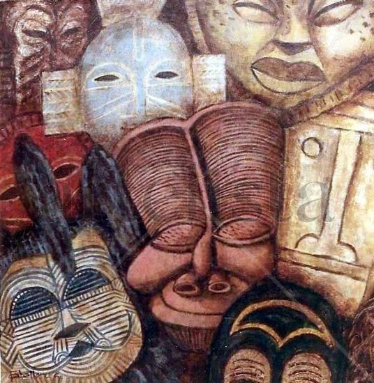 serie tribu 2 - mascaras (1995) Oil Canvas Landscaping