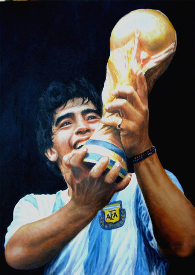 Diego y la Copa Oil Canvas Portrait