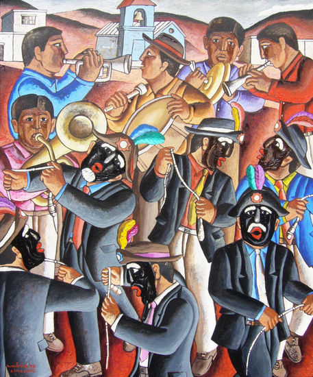 Músicos y negrería de Yauyos Oil Canvas Landscaping