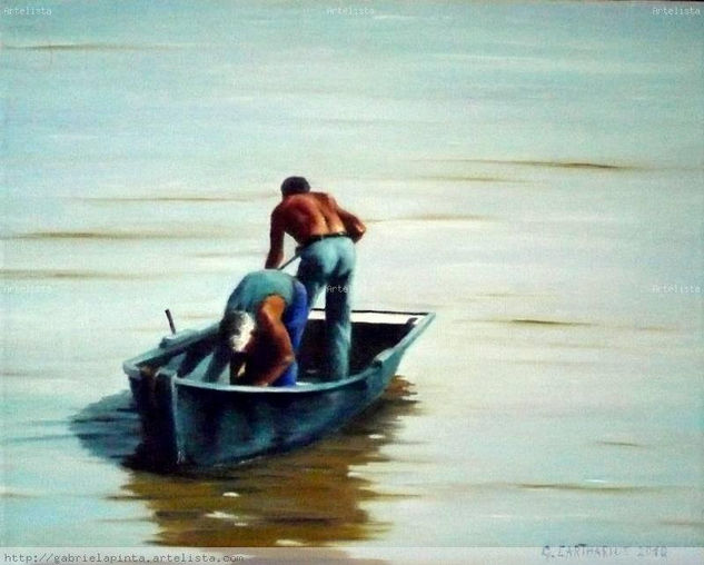 LOS CAMARONEROS Oil Canvas Marine Painting