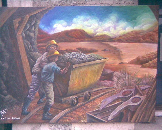 MINEROS OBRERO TRABAJADOR Oil Canvas Landscaping