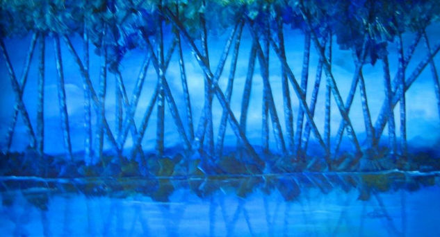 reflejos azules 2 Mixed media Canvas Landscaping