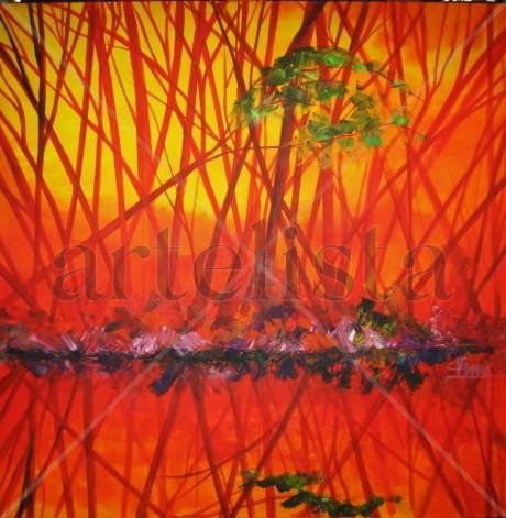 reflejos rojos Acrylic Canvas Landscaping