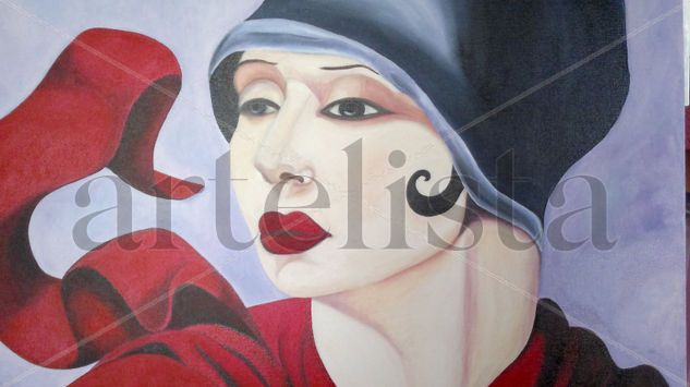 Chal Rojo Oil Canvas Portrait