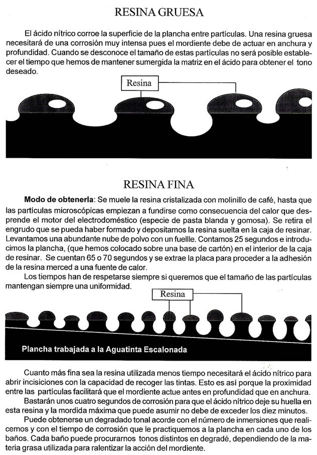 Resina gruesa, resina fina.