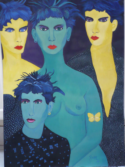 PUNK LADIES. Acrylic Paper Figure Painting