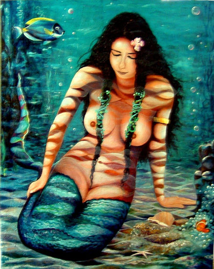 Pensamiento de una sirena Óleo Lienzo Paisaje