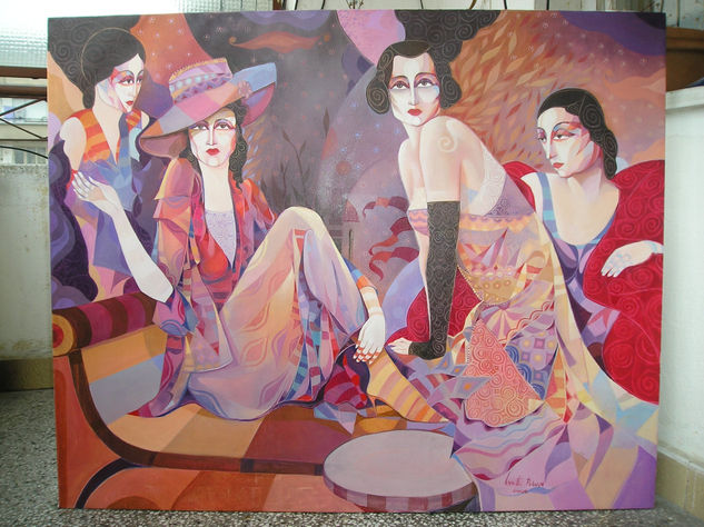 En el cabaret Oil Canvas Figure Painting