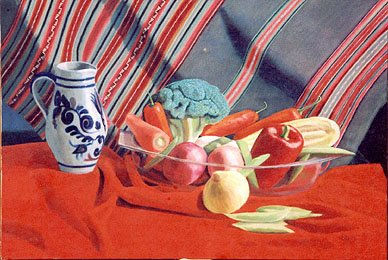 Verduras y manto indígena