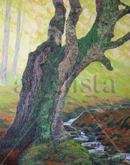 Árbol junto al rio Acrylic Canvas Landscaping