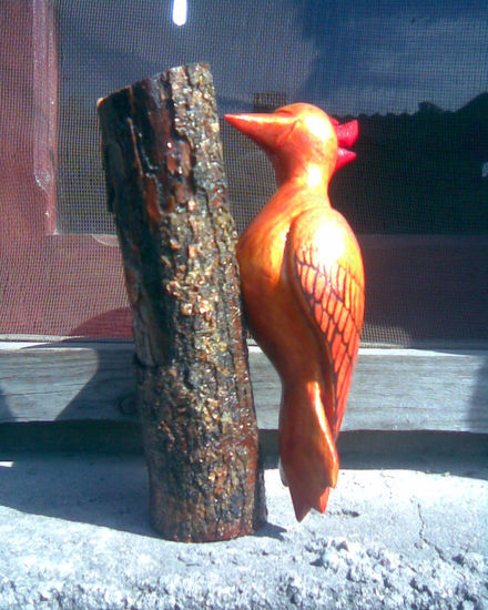 PAJARO CARPINTERO DOS DE MADERA 