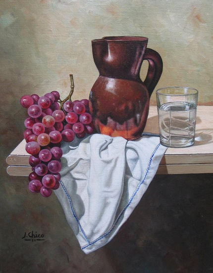 jarra con uvas Oil Canvas Still Life Paintings