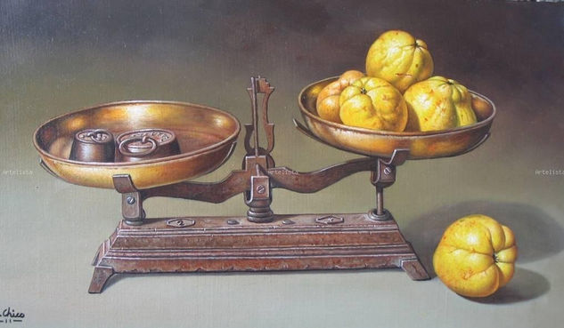 pesando membrillos Oil Canvas Still Life Paintings