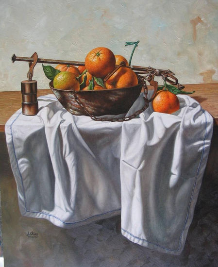 naranjas con paño Oil Canvas Still Life Paintings