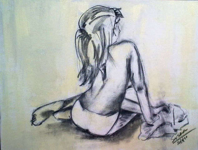 descanso 2 Mixed media Canvas Nude Paintings