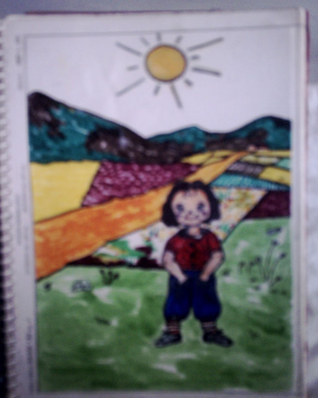 ilustraciones del cuento la niña y las flores de Berta Ortiz
