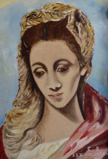 Virgen María Óleo Lienzo Figura