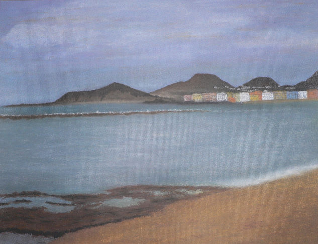 Horizonte sereno en Las Canteras Pastel Papel Paisaje