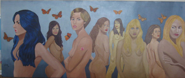 LAS MARIPOSAS,EL ALMA DE LAS MUJERES. Acrylic Canvas Nude Paintings