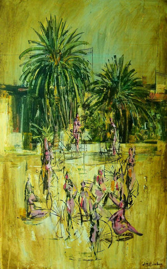 Palmeras y musas Acrylic Canvas Landscaping