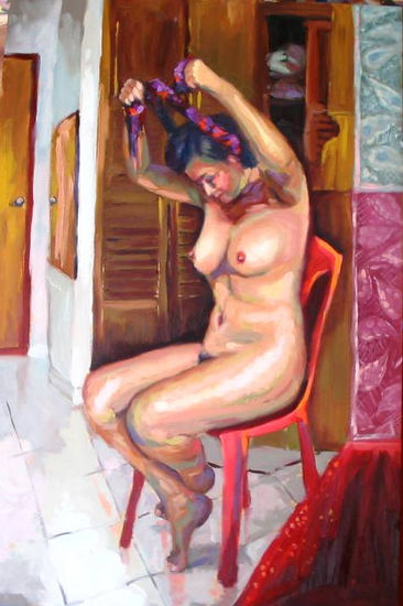 desnudo Oil Panel Portrait