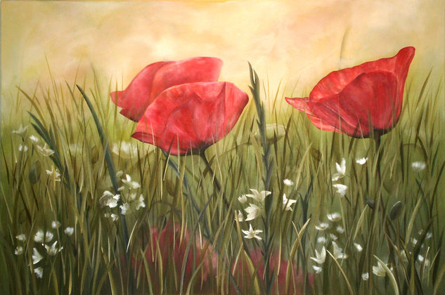 Amapolas Acrylic Canvas Floral Painting