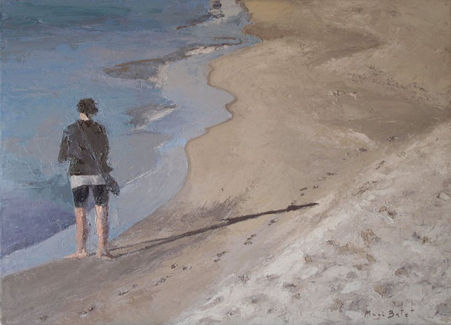 En la playa de Blanes Oil Canvas Figure Painting