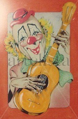 Payaso con guitarra Pastel Card Figure Painting