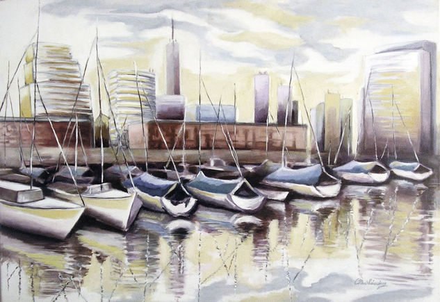 REFLEJOS EN MADERO Oil Canvas Marine Painting