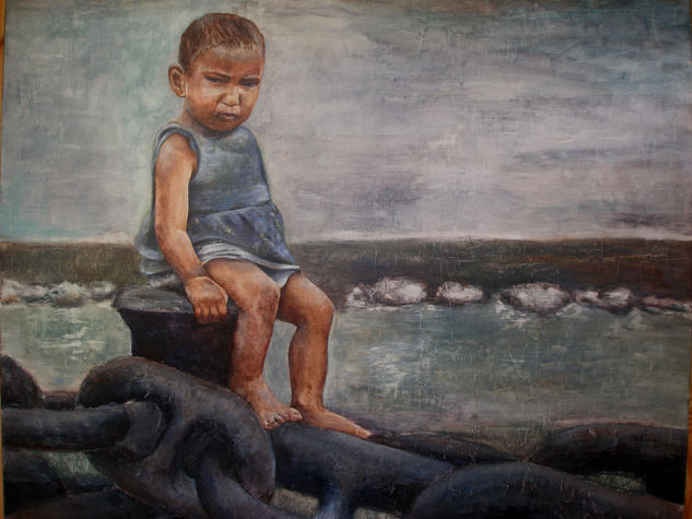 La niña Óleo Tabla Figura