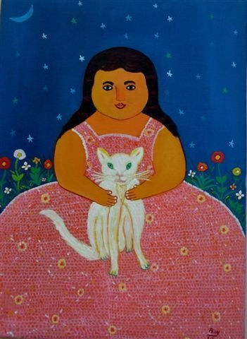 la muchacha y el gato 