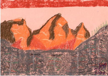 Montañas y abetos