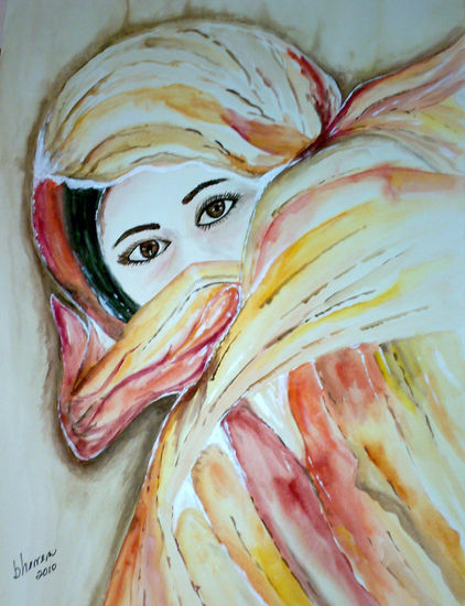 La mirada. Acuarela Papel Retrato