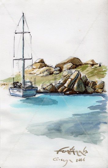 Isla Lavezzi (Corcega) Watercolour Paper Landscaping